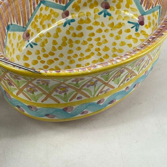 Vintage MacKenzie-Childs Summer Frock Chowder Bowl With Lid 7"x5"x5" Terracotta - Picture 12 of 12